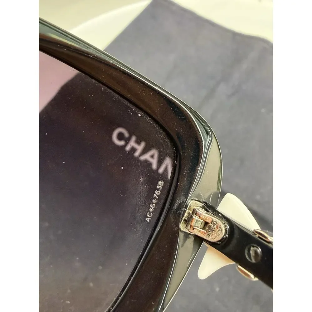 CHANEL Bow Sunglasses 5171-C Black w/ White Bow CC Logo – 60mm